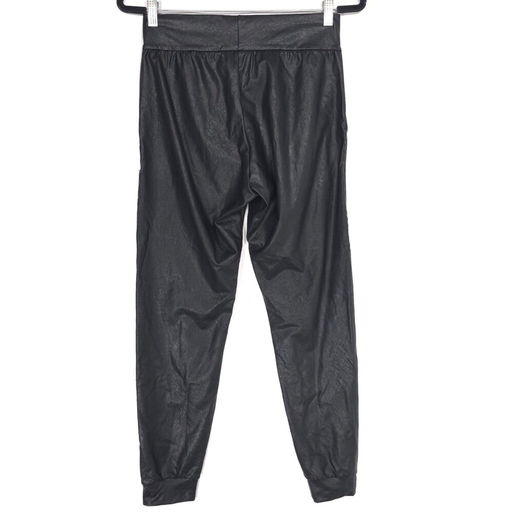 COMMANDO Faux Leather Jogger Pants Black High Rise Stretch Pull On Women Small - Picture 10 of 12
